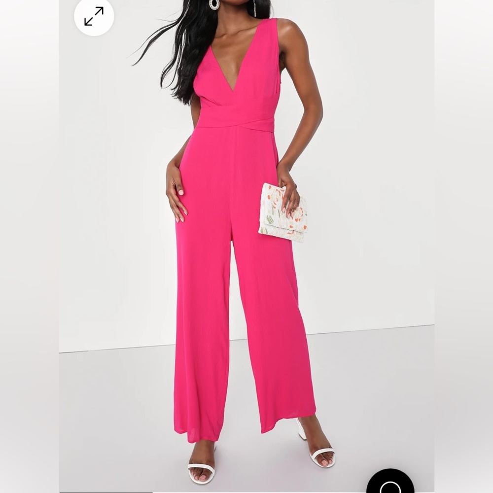 Seine Sunsets Hot Pink Sleeveless Tie-Back Jumpsuit